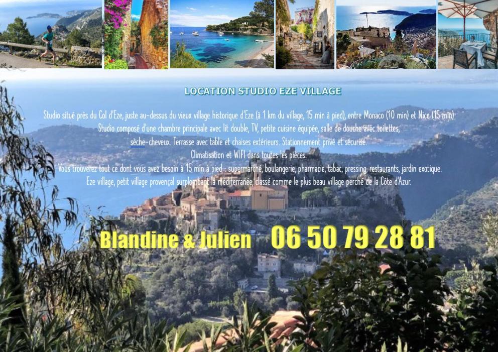 Studio Au Calme, Avec Terrasse Et Parking A Eze Village Bagian luar foto